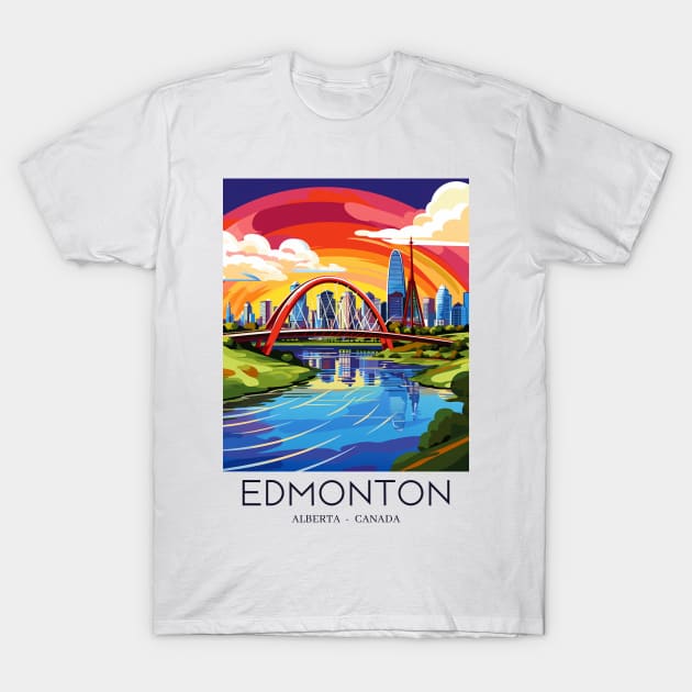 A Pop Art Travel Print of Edmonton - Canada T-Shirt by Studio Red Koala